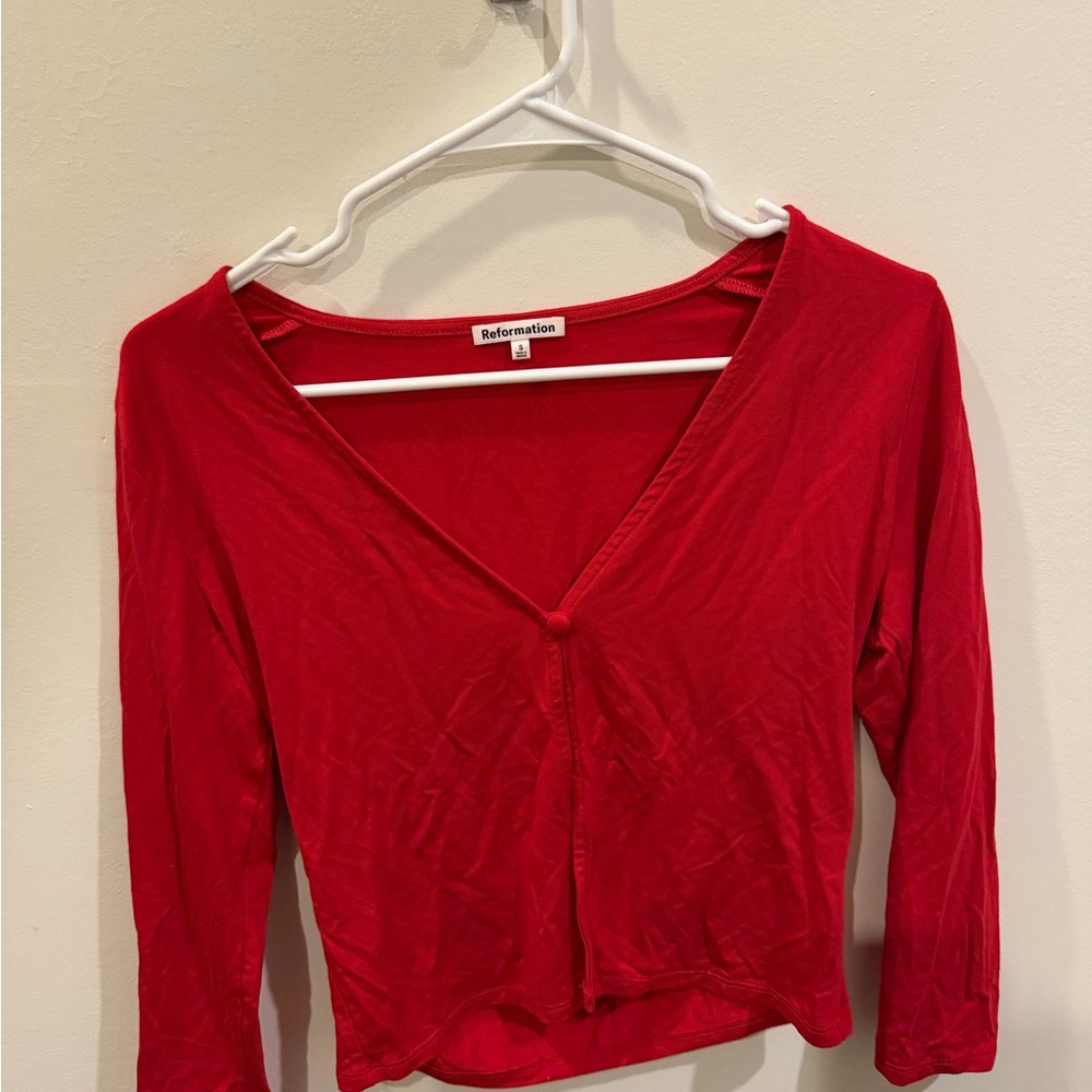 Reformation Scarlet V-Neck Blouse